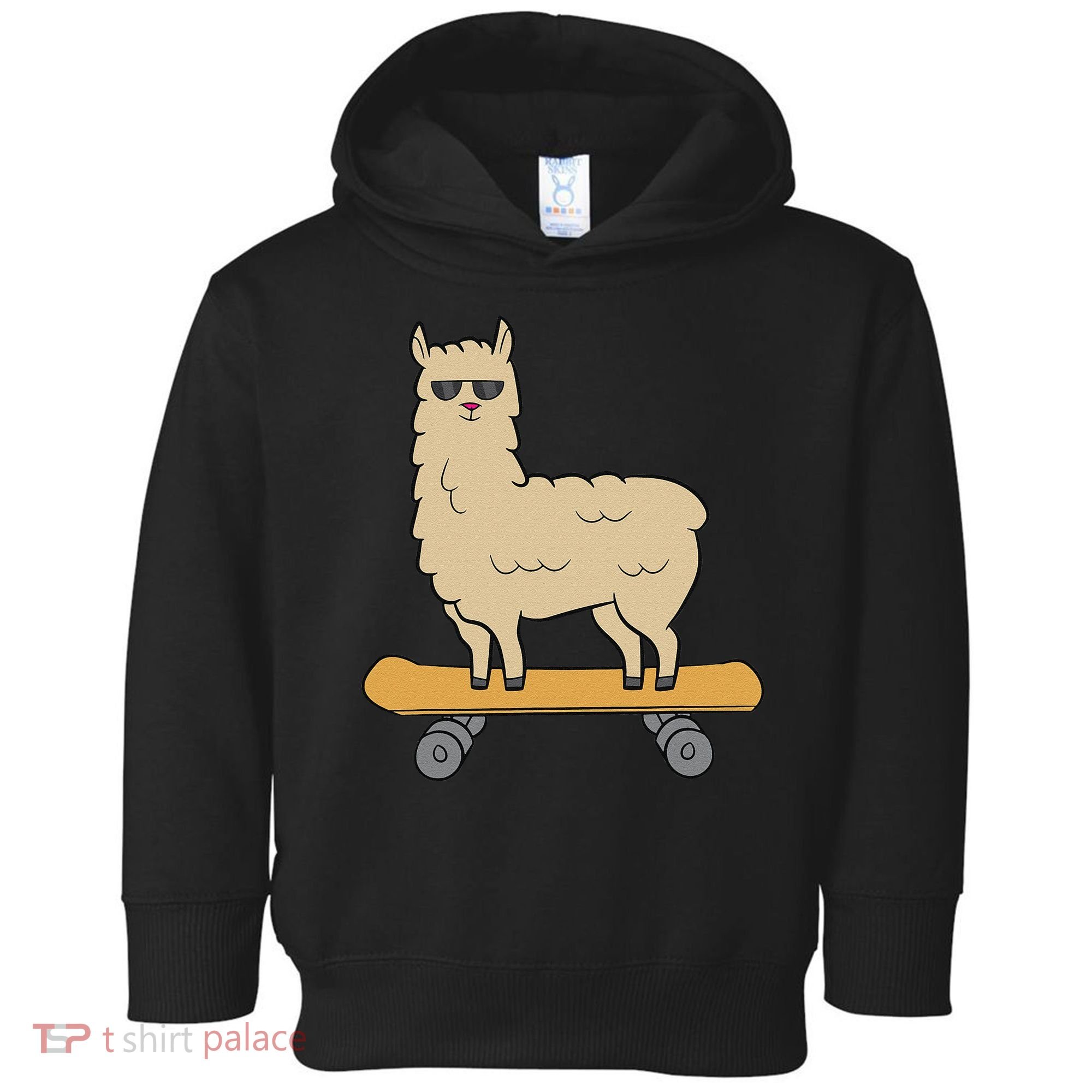 Skateboarding Llama Alpaca Skateboard Llama Toddler Hoodie