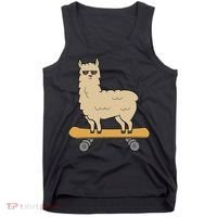 Skateboarding Llama Alpaca Skateboard Llama Tank Top thumb 0