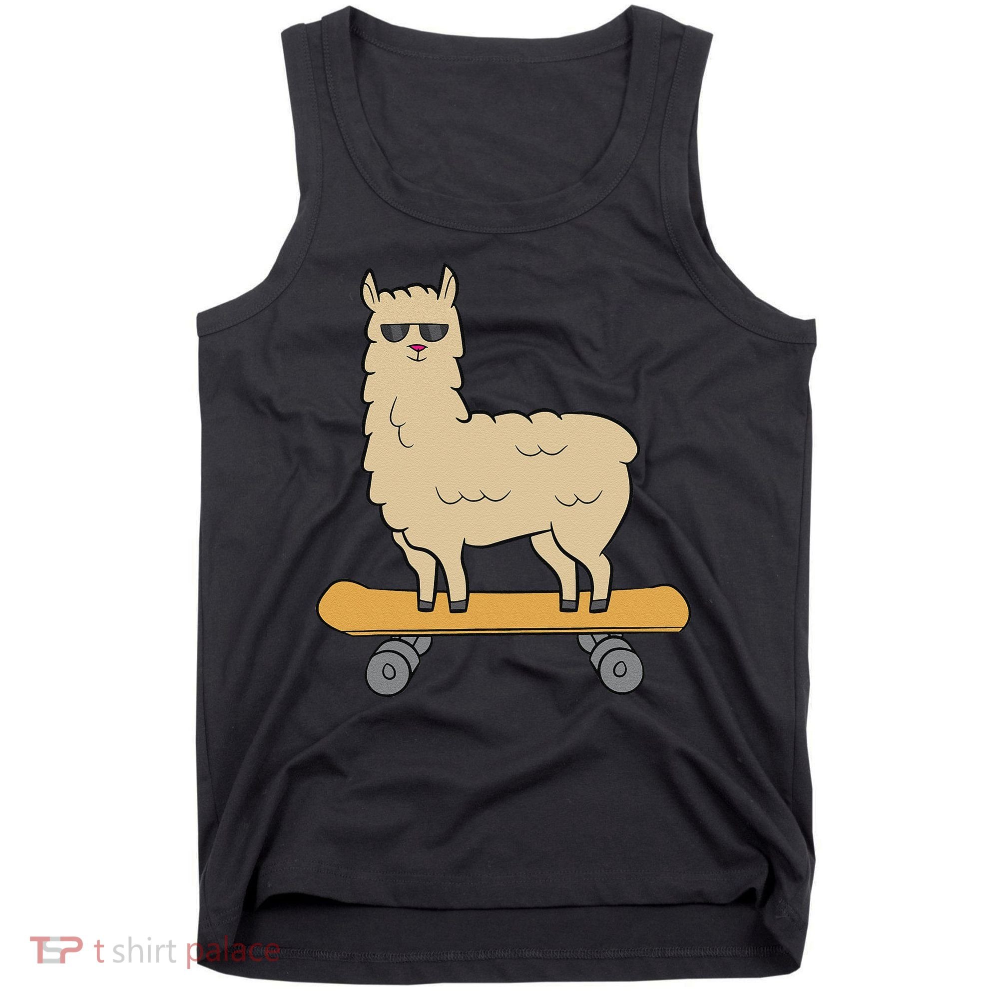 Skateboarding Llama Alpaca Skateboard Llama Tank Top