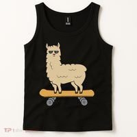 Skateboarding Llama Alpaca Skateboard Llama Tank Top thumb 2