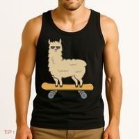 Skateboarding Llama Alpaca Skateboard Llama Tank Top thumb 3