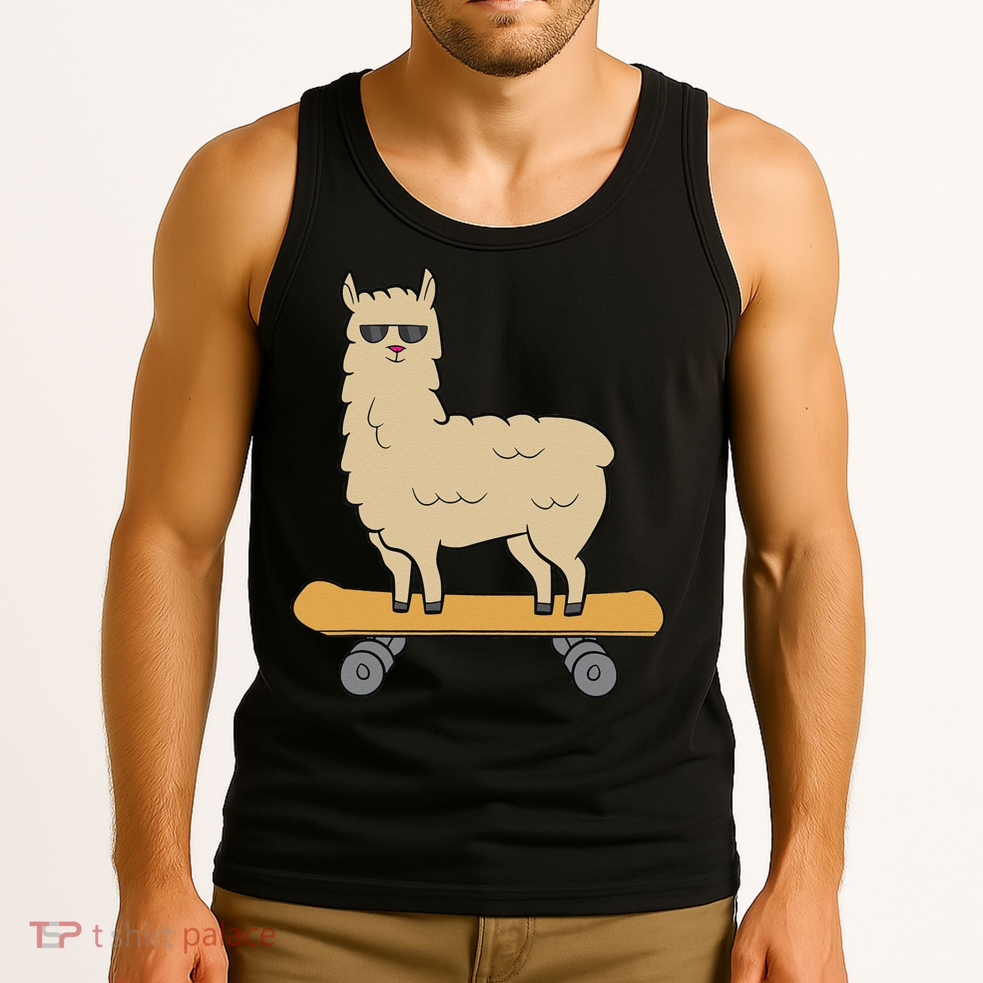 Skateboarding Llama Alpaca Skateboard Llama Tank Top