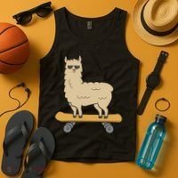 Skateboarding Llama Alpaca Skateboard Llama Tank Top thumb 4