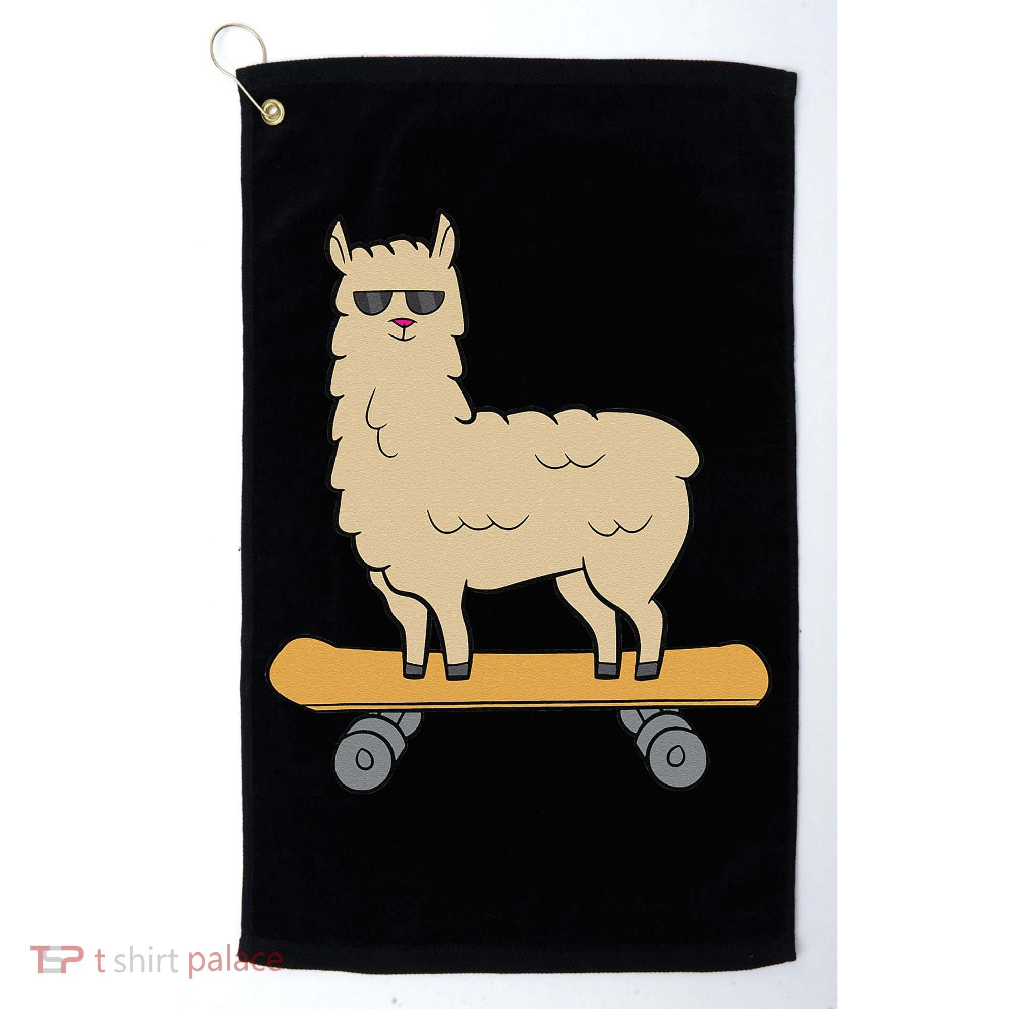Skateboarding Llama Alpaca Skateboard Llama Golf Towel