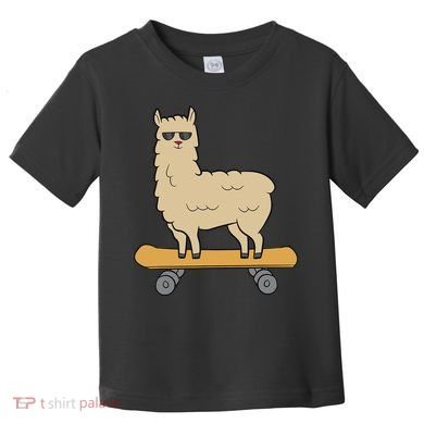 Skateboarding Llama Alpaca Skateboard Llama Toddler T-Shirt
