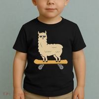 Skateboarding Llama Alpaca Skateboard Llama Toddler T-Shirt thumb 2
