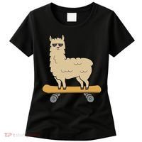 Skateboarding Llama Alpaca Skateboard Llama Women's T-Shirt thumb 0