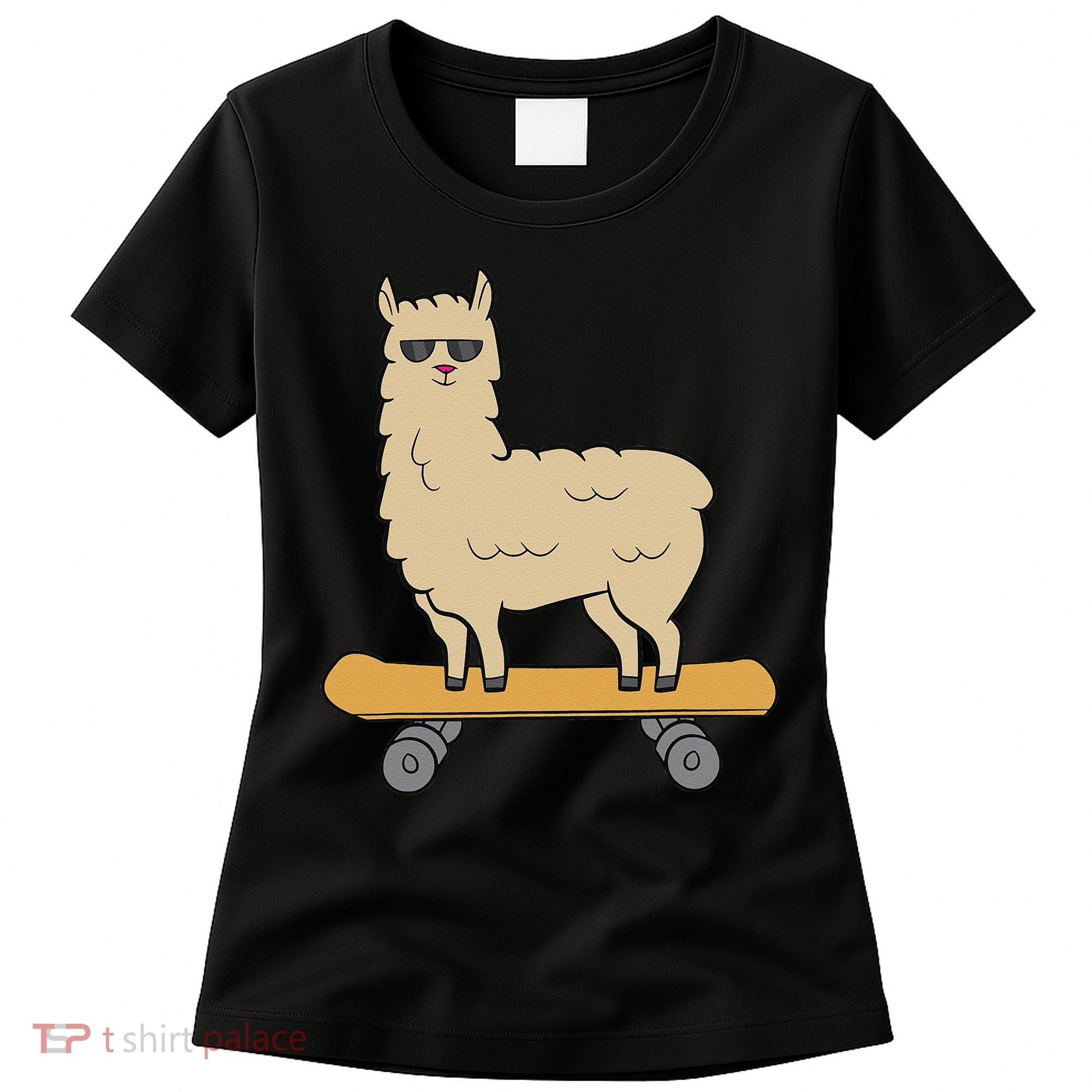Skateboarding Llama Alpaca Skateboard Llama Women's T-Shirt