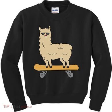 Skateboarding Llama Alpaca Skateboard Llama Kids Sweatshirt