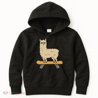 Skateboarding Llama Alpaca Skateboard Llama Kids Hoodie thumb 0