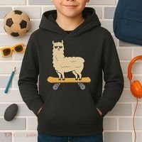 Skateboarding Llama Alpaca Skateboard Llama Kids Hoodie thumb 2