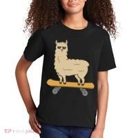 Skateboarding Llama Alpaca Skateboard Llama Kids T-Shirt thumb 2
