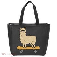 Skateboarding Llama Alpaca Skateboard Llama Tote Bag thumb 0