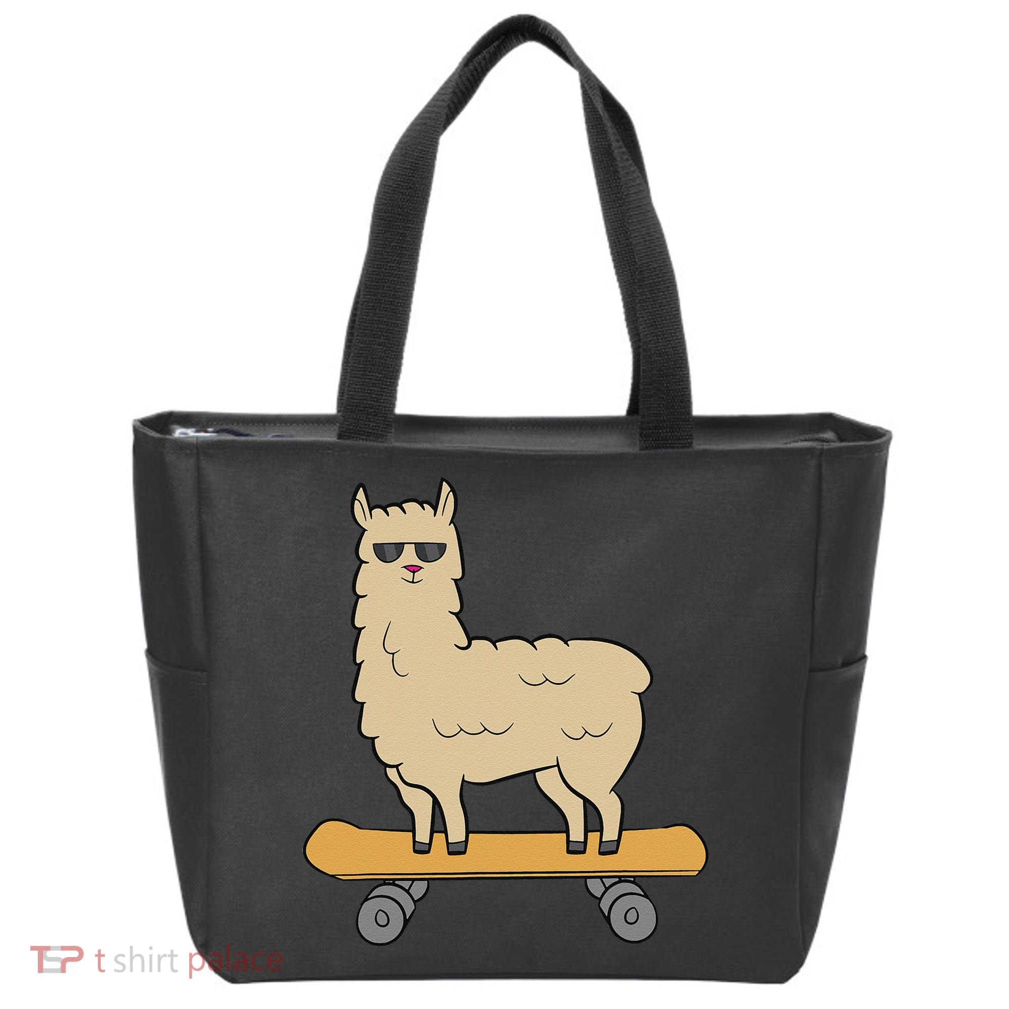 Skateboarding Llama Alpaca Skateboard Llama Tote Bag