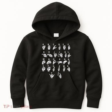 Sign Language Alphabet For ASL Interpreter Deaf Teacher Kids Hoodie