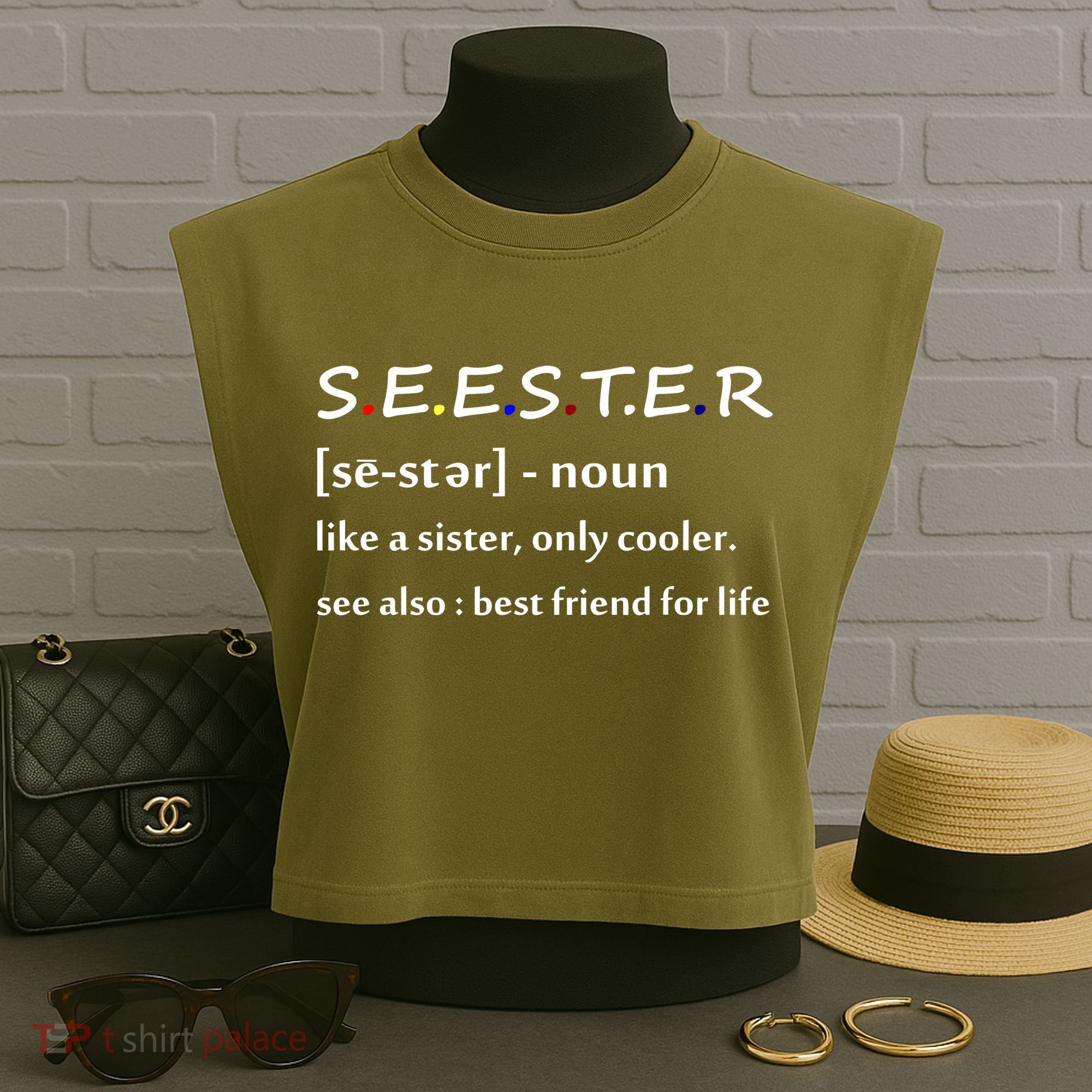 Seester Like A Sister Only Cooler Garment-Dyed Women's Muscle Tee