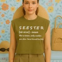 Seester Like A Sister Only Cooler Garment-Dyed Women's Muscle Tee thumb 4