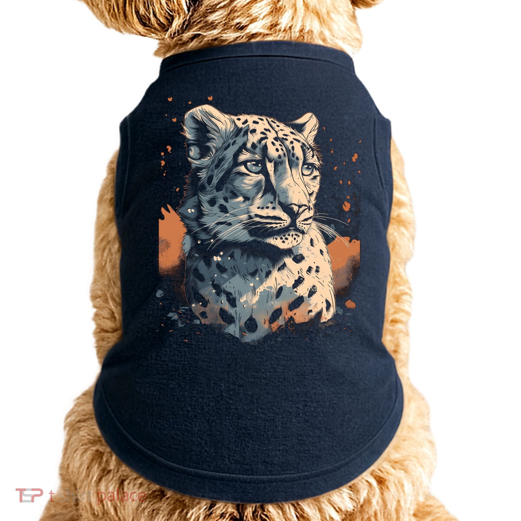 Snow Leopard Animal Retro Style Graphic Tees for Doggie Tank