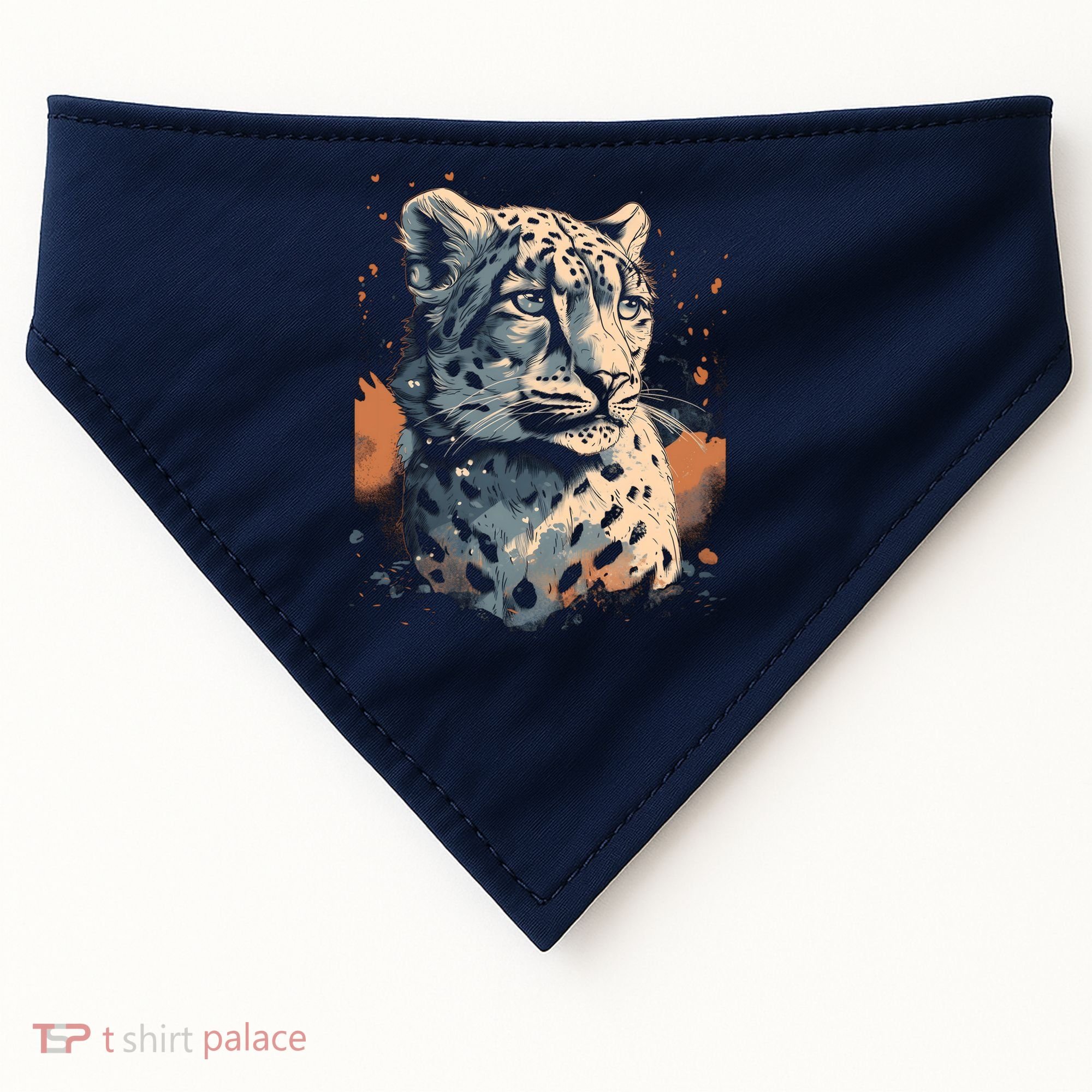 Snow Leopard Animal Retro Style Graphic Tees for USA-Made Doggie Bandana