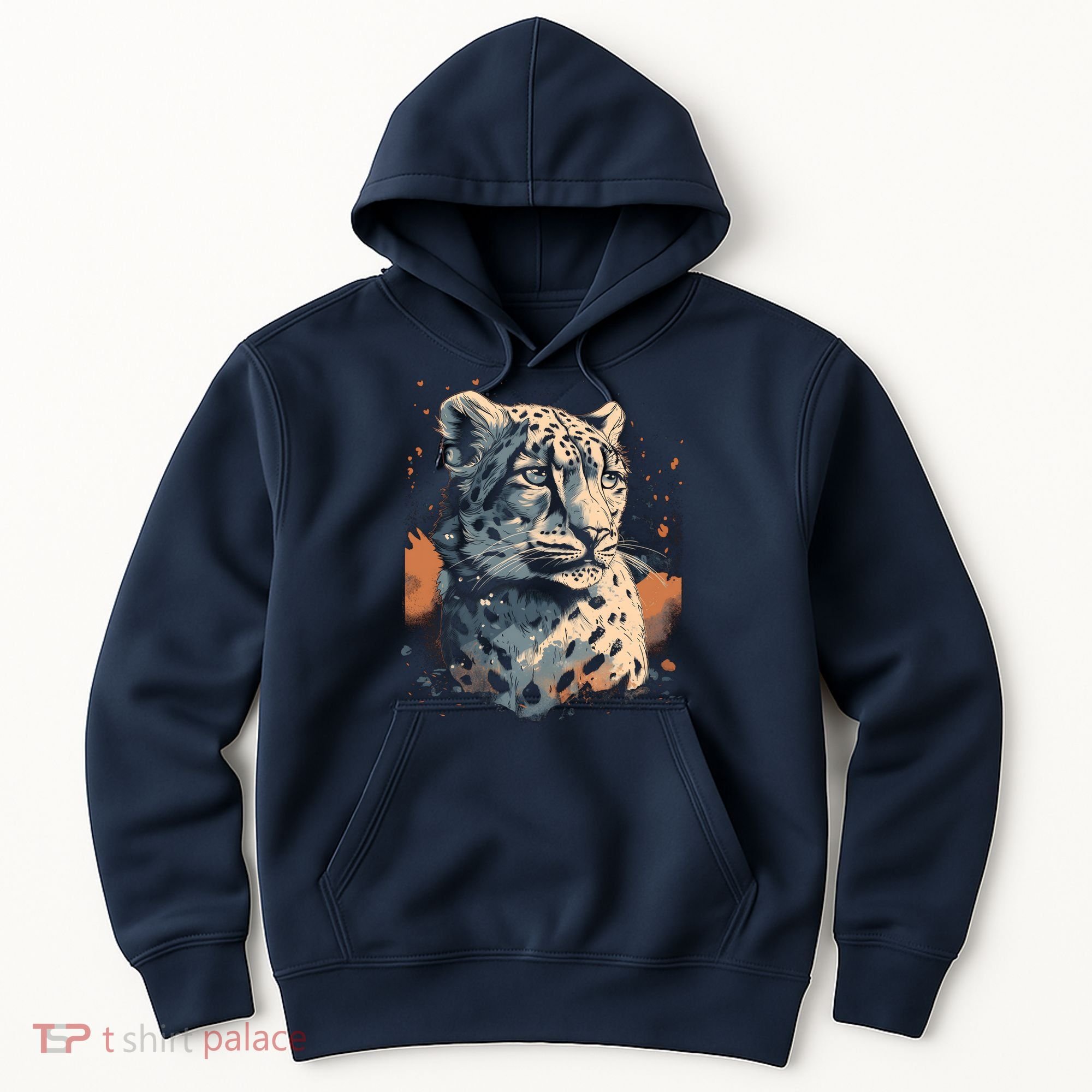 Snow Leopard Animal Retro Style Graphic Tees for Hoodie