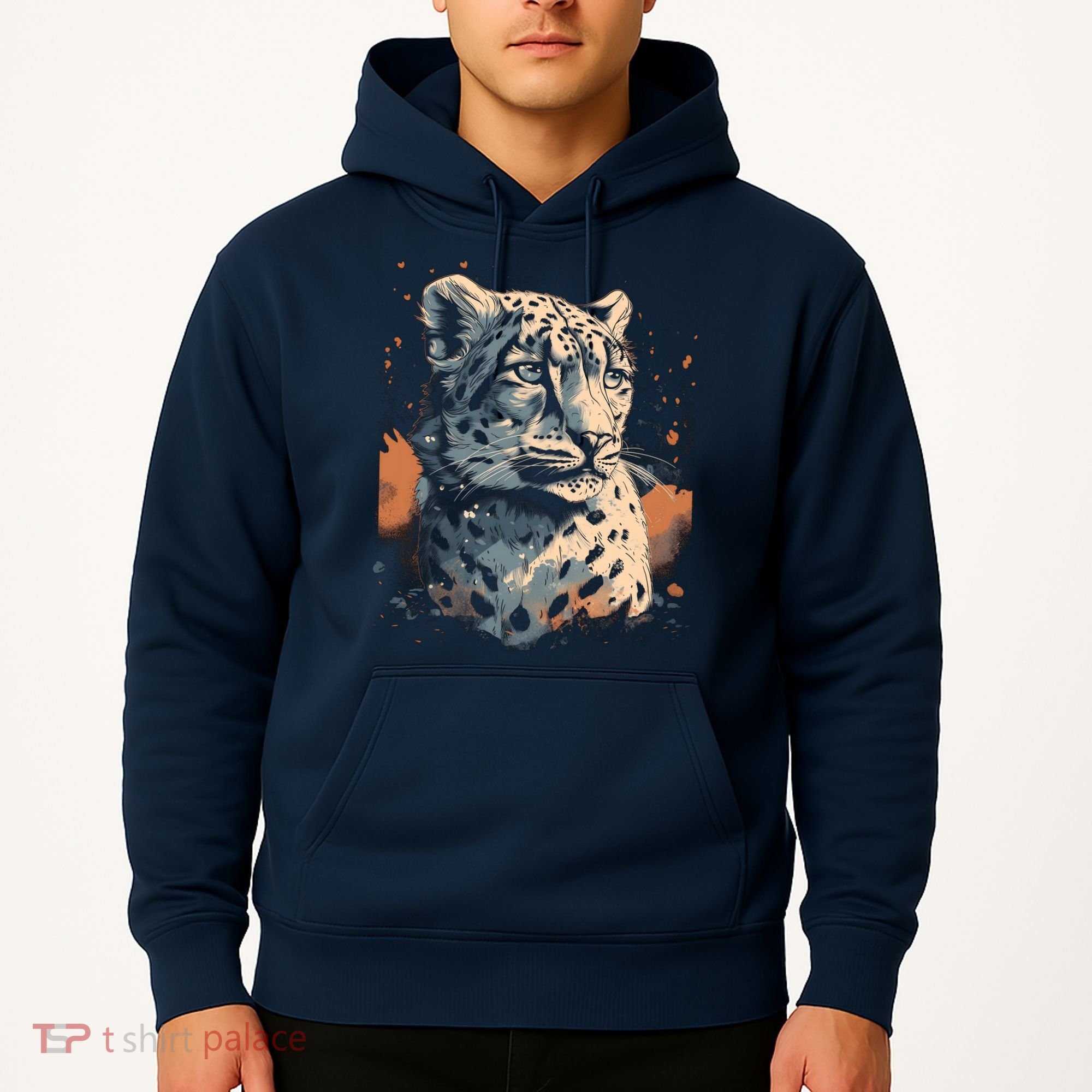 Snow Leopard Animal Retro Style Graphic Tees for Hoodie