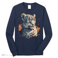 Snow Leopard Animal Retro Style Graphic Tees for Long Sleeve Shirt thumb 0