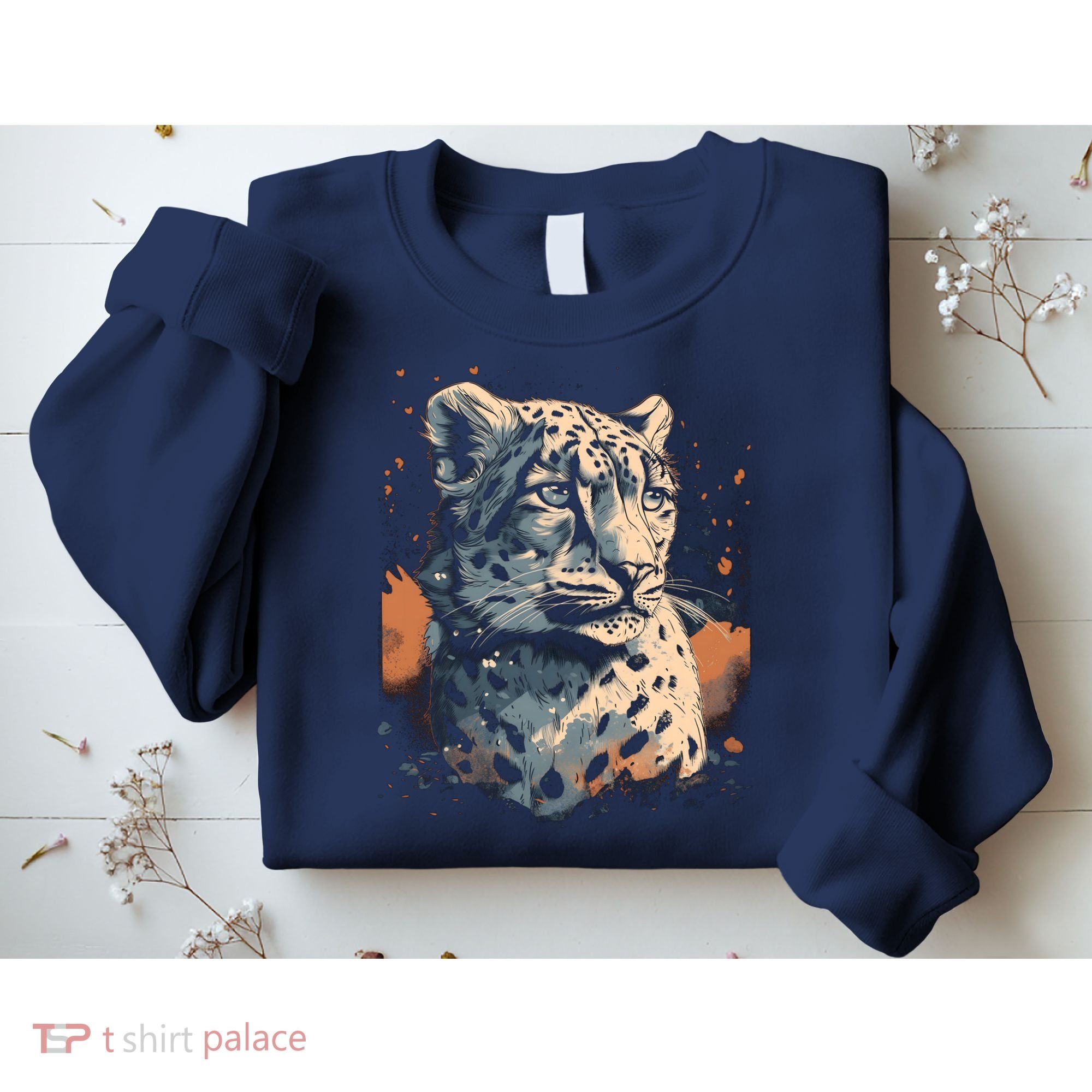 Snow Leopard Animal Retro Style Graphic Tees for Sweatshirt