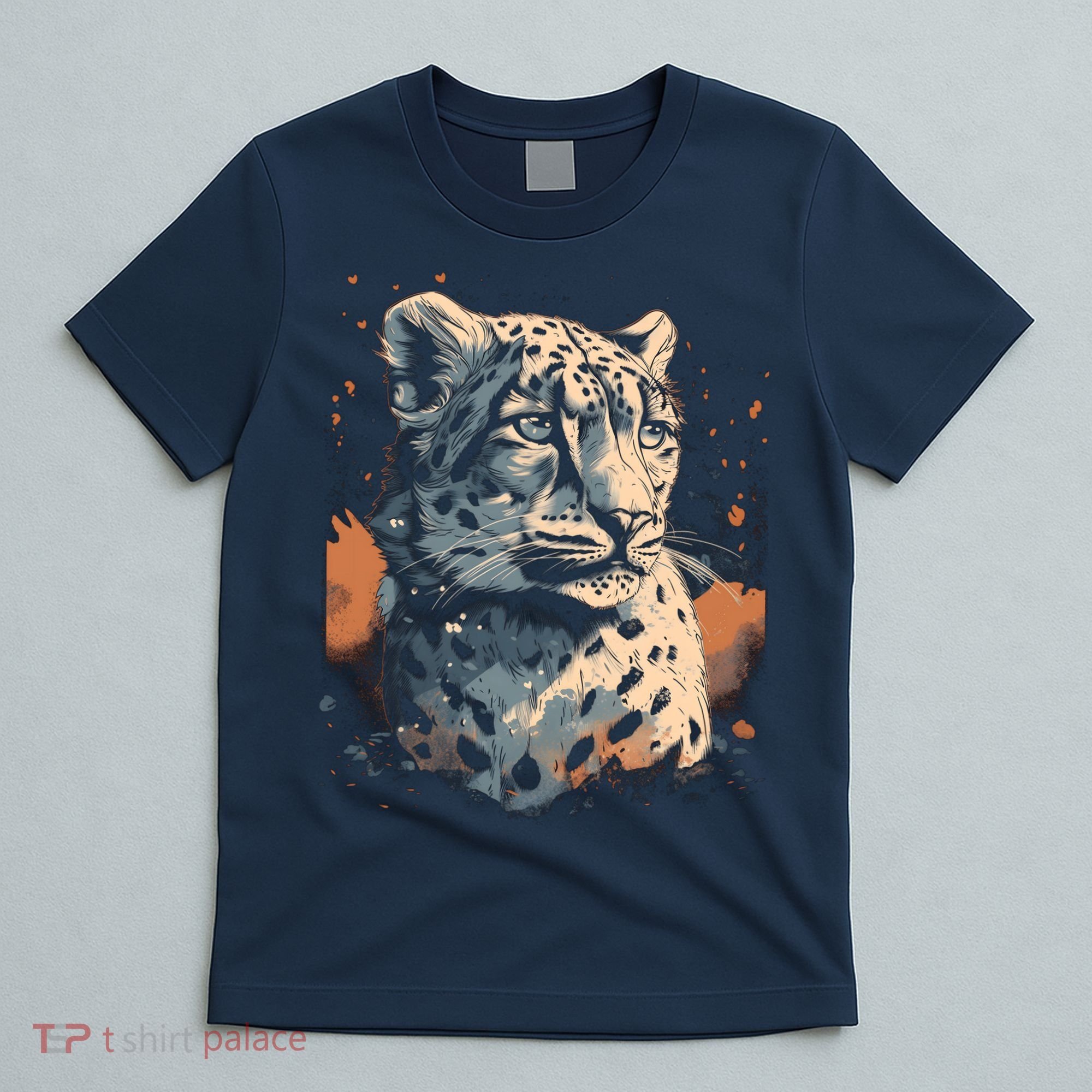Snow Leopard Animal Retro Style Graphic Tees for T-Shirt