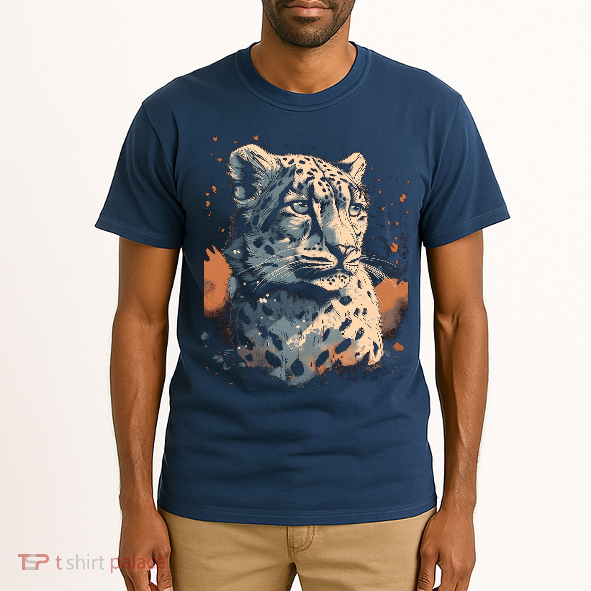Snow Leopard Animal Retro Style Graphic Tees for Tall T-Shirt