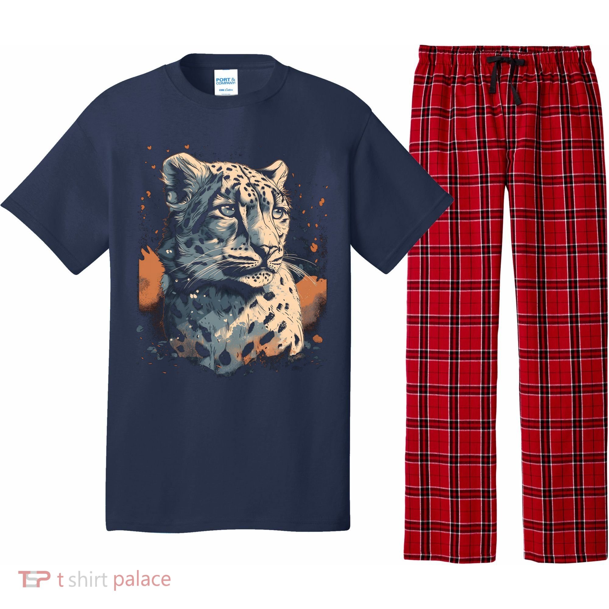 Snow Leopard Animal Retro Style Graphic Tees for Pajama Set