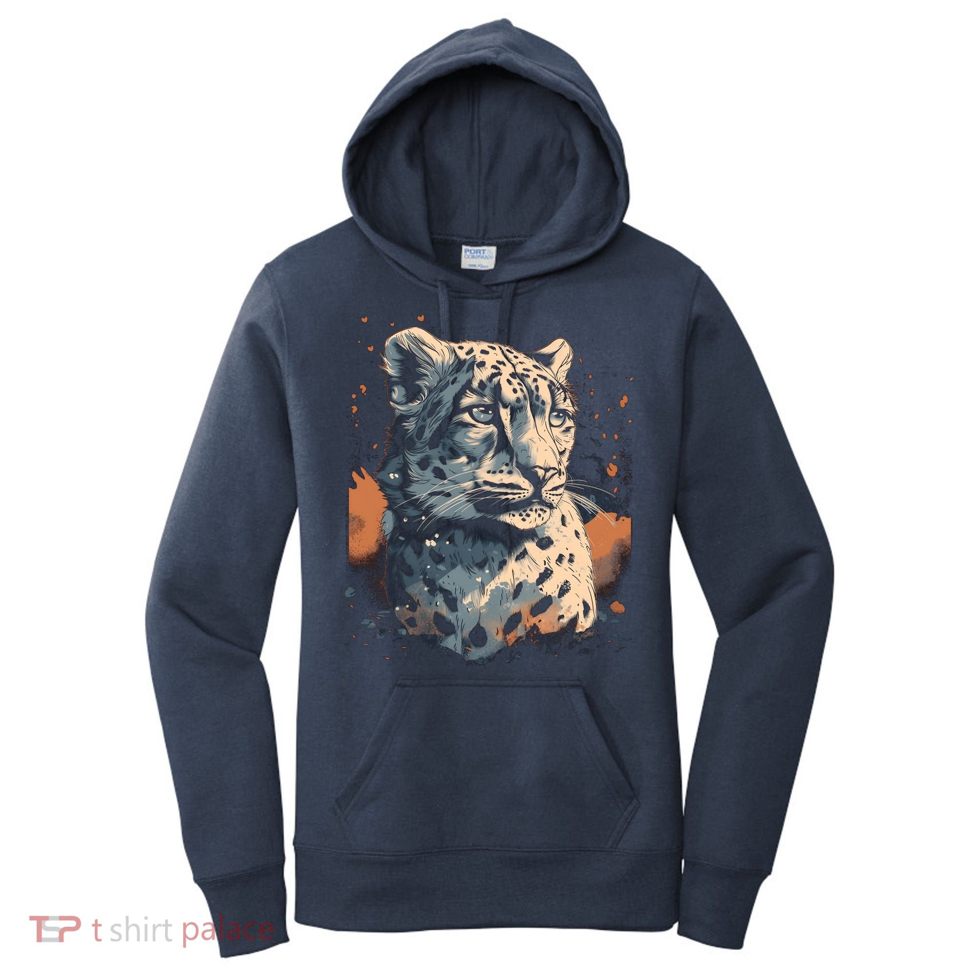 Snow Leopard Animal Retro Style Graphic Tees for Women's Hoodie