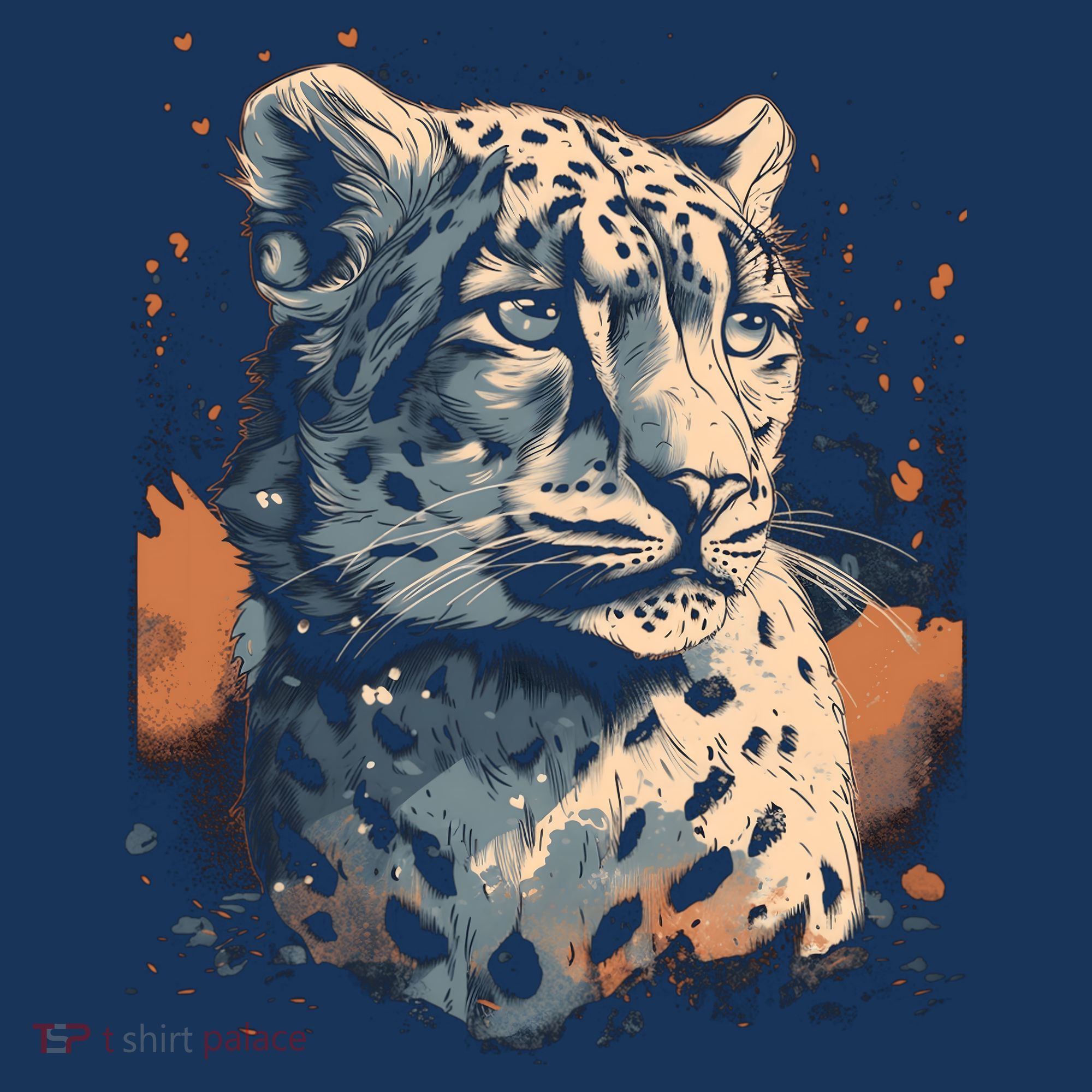 Snow Leopard Animal Retro Style Graphic Tees for Hat