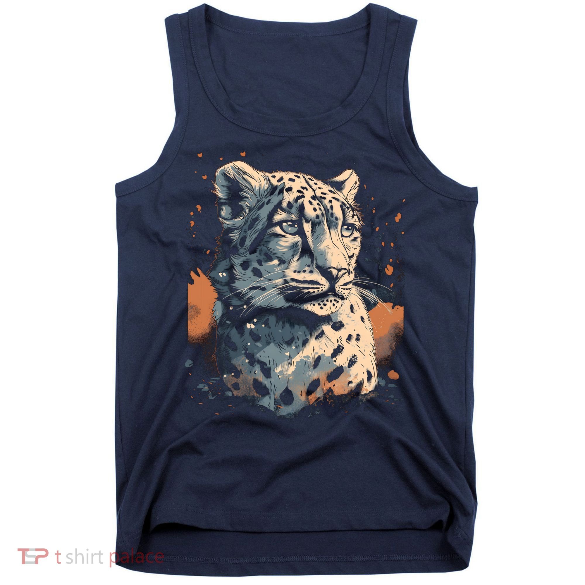 Snow Leopard Animal Retro Style Graphic Tees for Tank Top