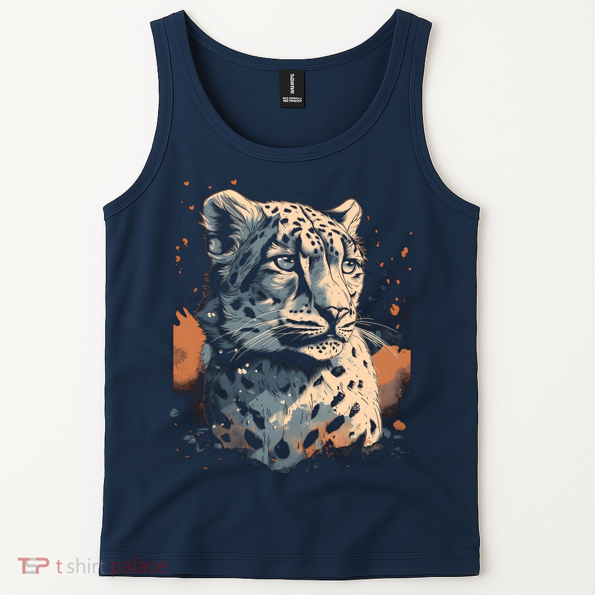 Snow Leopard Animal Retro Style Graphic Tees for Tank Top