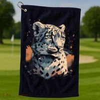 Snow Leopard Animal Retro Style Graphic Tees for Golf Towel thumb 1