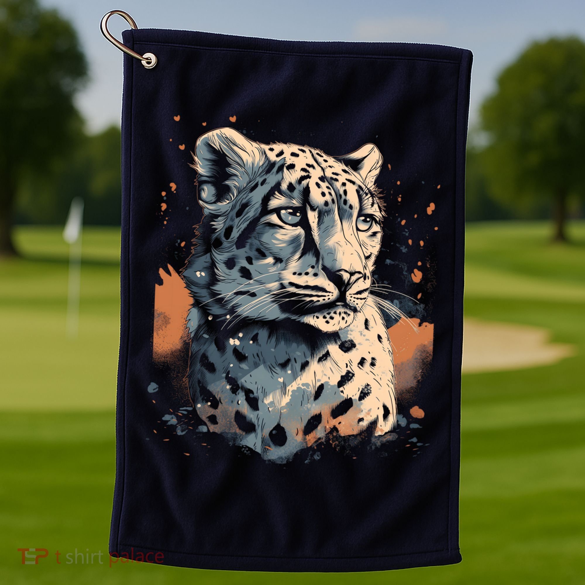 Snow Leopard Animal Retro Style Graphic Tees for Golf Towel