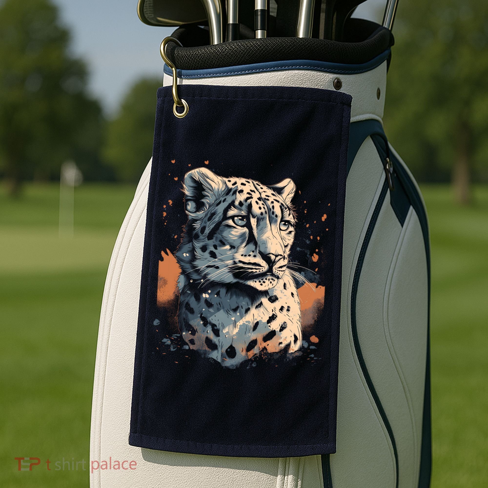 Snow Leopard Animal Retro Style Graphic Tees for Golf Towel