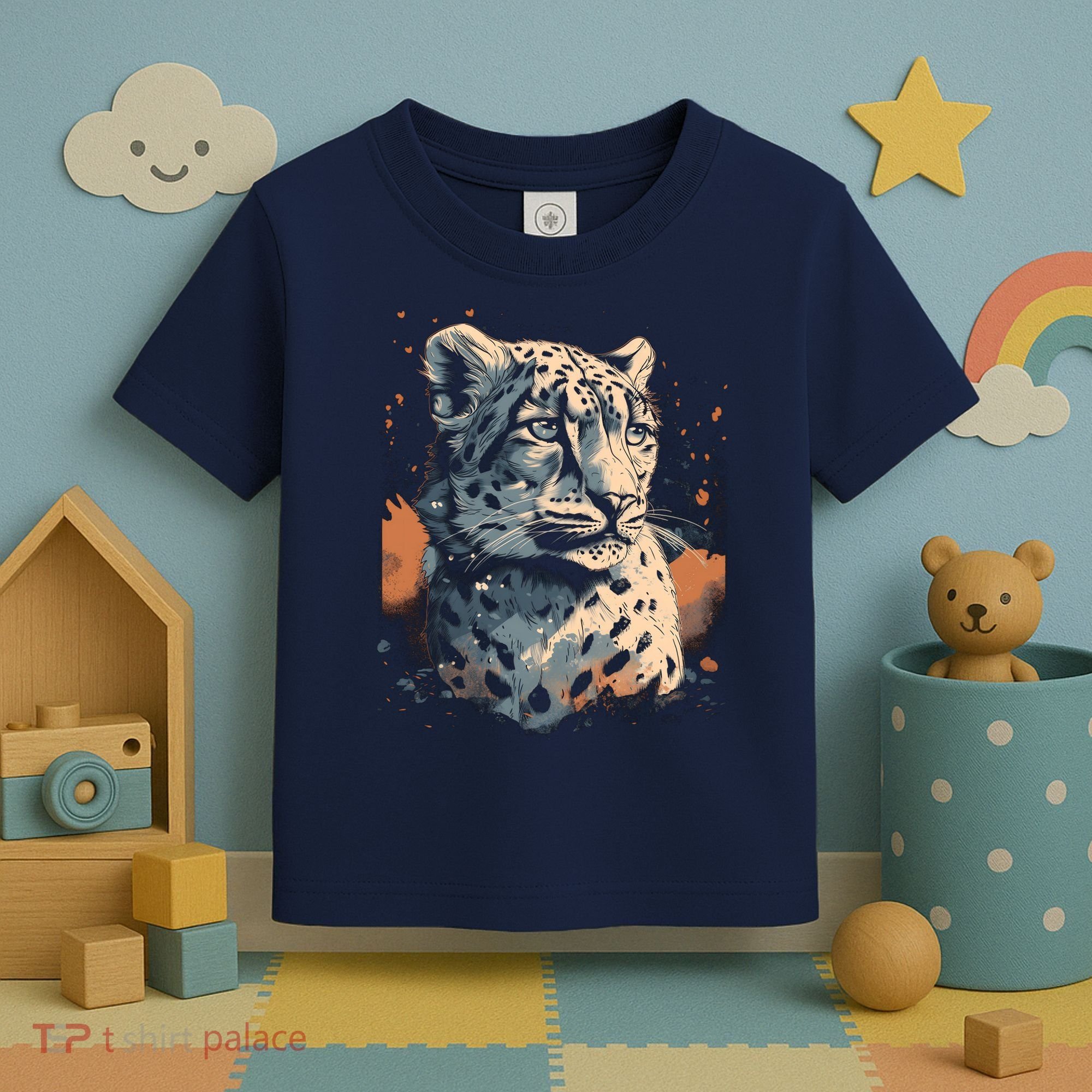 Snow Leopard Animal Retro Style Graphic Tees for Toddler T-Shirt