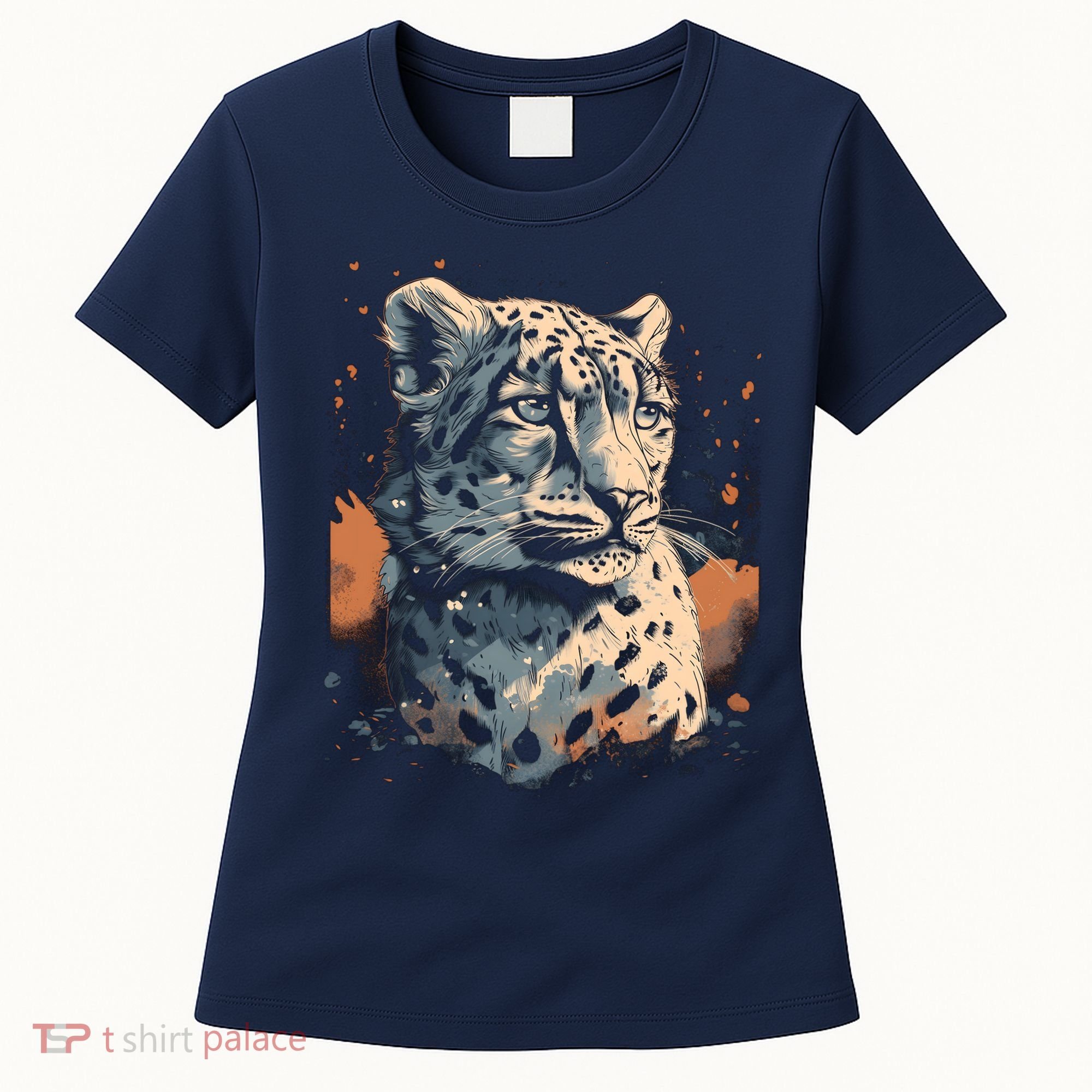 Snow Leopard Animal Retro Style Graphic Tees for Women's T-Shirt