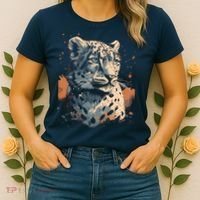 Snow Leopard Animal Retro Style Graphic Tees for Women's T-Shirt thumb 2