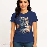 Snow Leopard Animal Retro Style Graphic Tees for Women's T-Shirt thumb 4