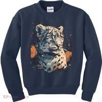 Snow Leopard Animal Retro Style Graphic Tees for Kids Sweatshirt thumb 0
