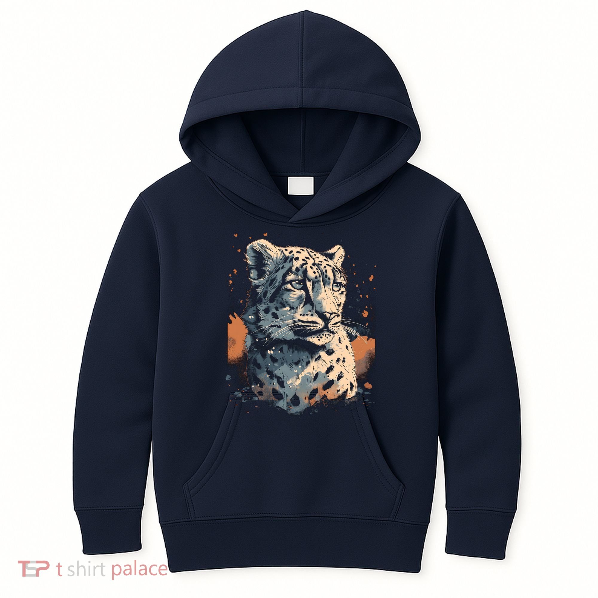 Snow Leopard Animal Retro Style Graphic Tees for Kids Hoodie