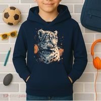Snow Leopard Animal Retro Style Graphic Tees for Kids Hoodie thumb 2