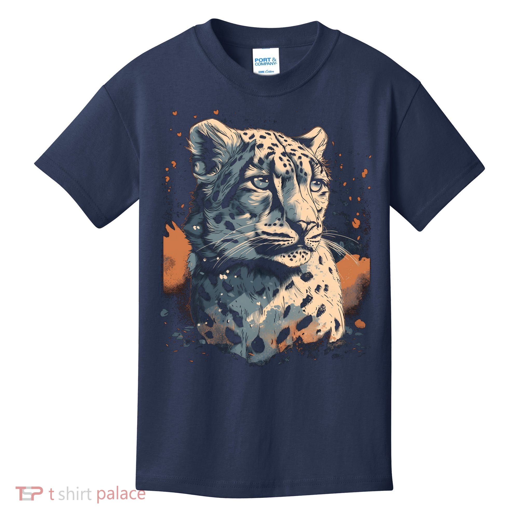 Snow Leopard Animal Retro Style Graphic Tees for Kids T-Shirt