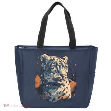 Snow Leopard Animal Retro Style Graphic Tees for Tote Bag
