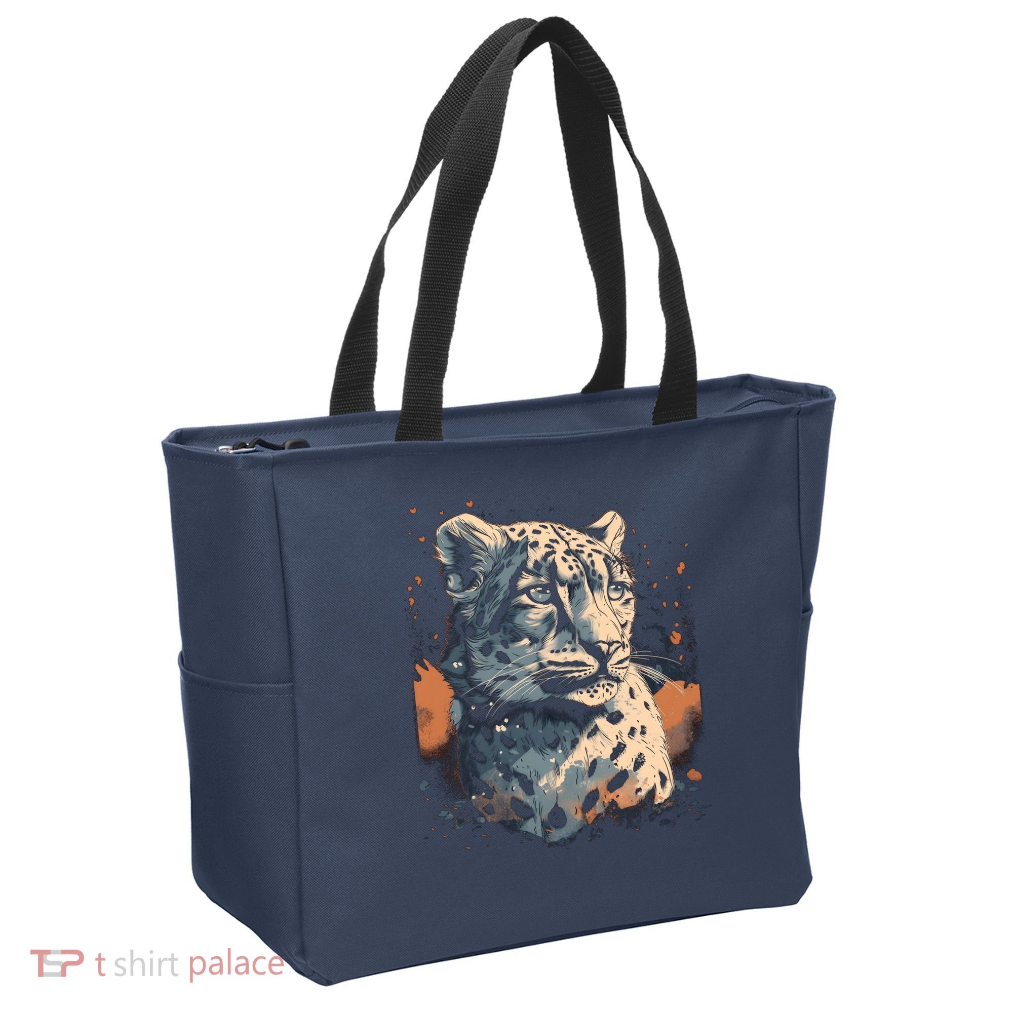 Snow Leopard Animal Retro Style Graphic Tees for Tote Bag
