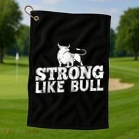 Strong Like A Bull Powerlifting Bodybuilding Golf Towel thumb 1