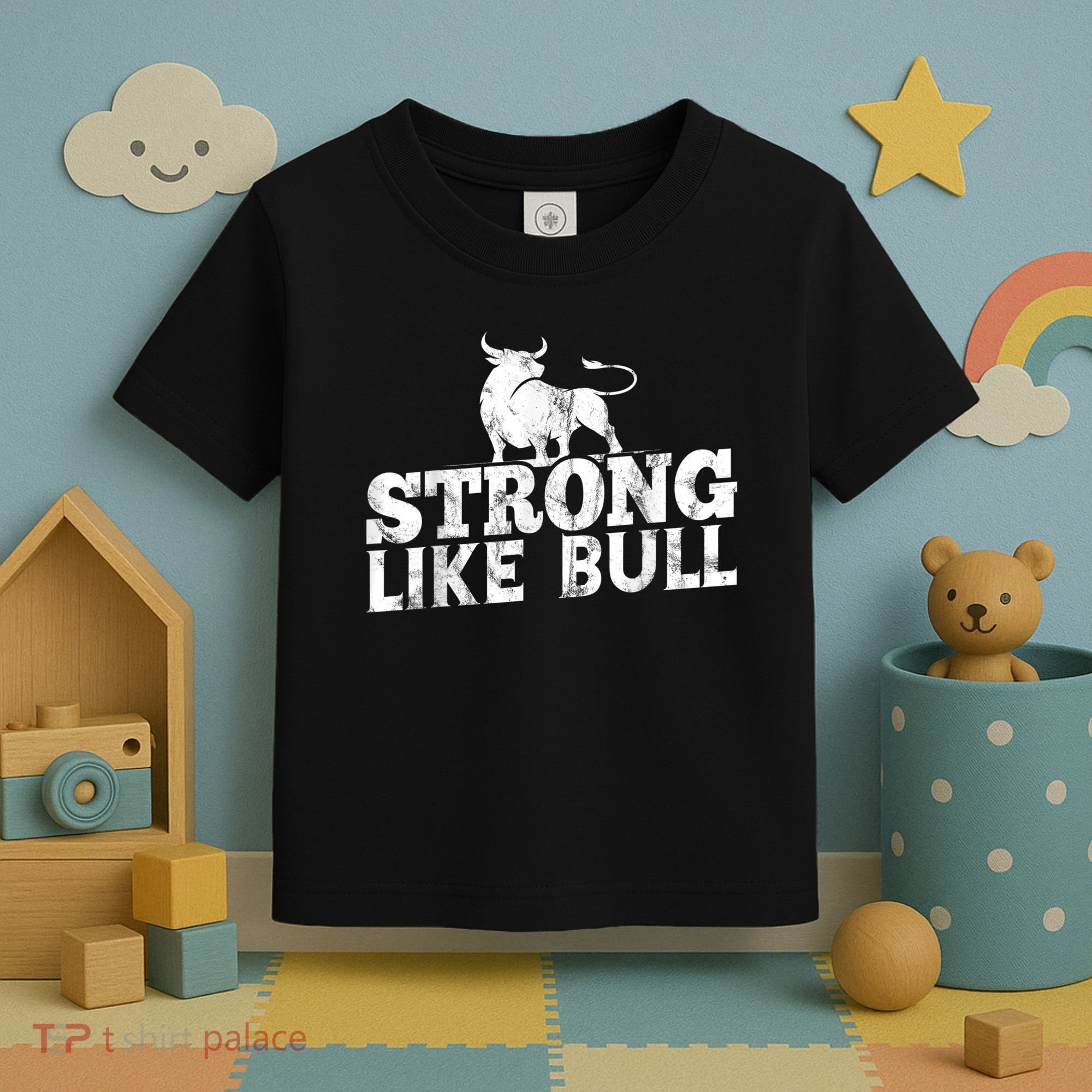 Strong Like A Bull Powerlifting Bodybuilding Toddler T-Shirt