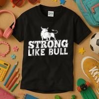 Strong Like A Bull Powerlifting Bodybuilding Kids T-Shirt thumb 3